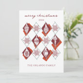 Moderne botanische rode vrolijke kerst feestdagenkaart (Staand voorkant)