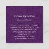 Moderne botanische Roos Black en White Paars Hint Vierkante Visitekaartje (Achterkant)