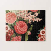 moderne  botanische roze bloemen legpuzzel (Horizontaal)