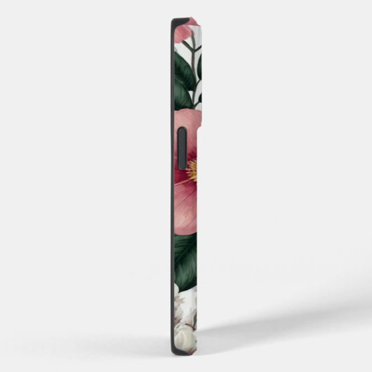 Moderne botanische roze bloemen monogram Case-Mate iPhone case (Achterkant / Rechts)
