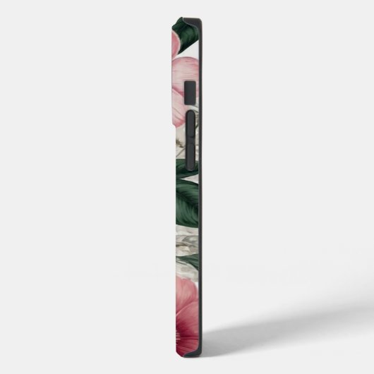 Moderne botanische roze bloemen monogram Case-Mate iPhone case (Achterkant / Links)