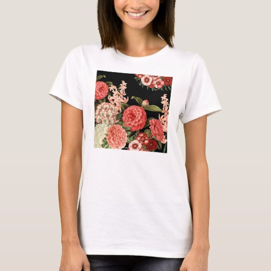 moderne  botanische roze bloemen t-shirt (Voorkant)
