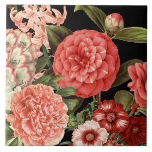 moderne botanische roze bloemen tegeltje