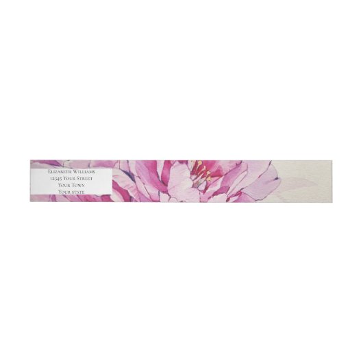 Moderne botanische roze pioen retouradres (Individueel)