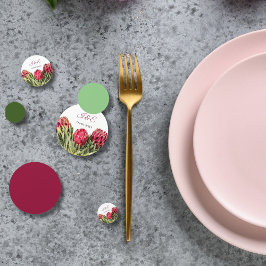 Moderne Botanische Roze Protea Bloemige Trouw Gast Confetti