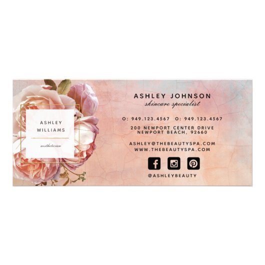 Moderne botanische roze roze pony-cadeaubon reclamekaart (Achterkant)