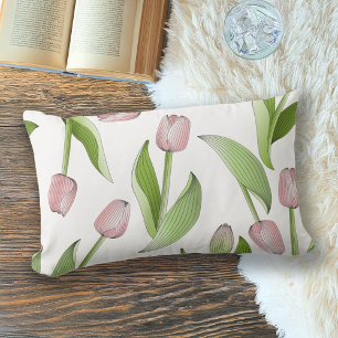 Moderne botanische roze tulp kussen