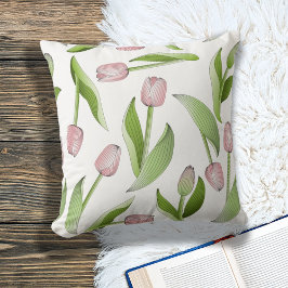 Moderne botanische roze tulp kussen