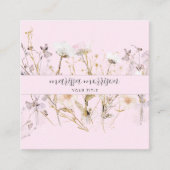 Moderne botanische roze zwarte-naamscript vierkante visitekaartje (Voorkant)