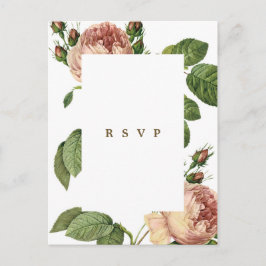 moderne botanische rozen trouw RSVP-ansichtkaart Uitnodiging Briefkaart