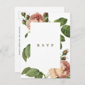 moderne botanische rozen trouw RSVP briefkaart (Voorkant / Achterkant)