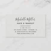 Moderne Botanische Salie Groene Script Haar Make-u Visitekaartje (Achterkant)