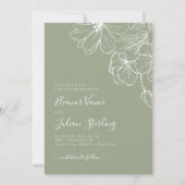 Moderne Botanische Salie & Witte Lijnkunst Save The Date (Voorkant)