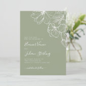 Moderne Botanische Salie & Witte Lijnkunst Save The Date (Staand voorkant)