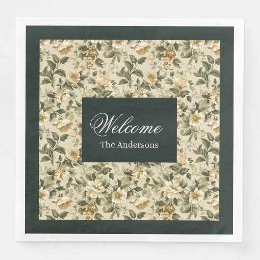 Moderne botanische servetten Sage Green Luxury Loo (Voorkant)