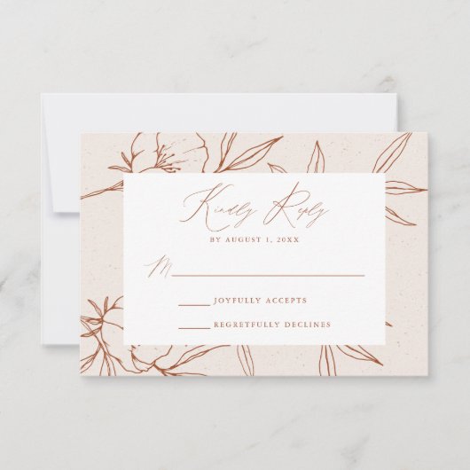 Moderne botanische sieraden en kaneelbruiloft RSVP kaartje (Voorkant)
