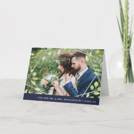 Moderne botanische| Silver Geo met Foto Dank u Bedankkaart