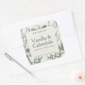 Moderne botanische slak, kalk, eenvoudig product vierkante sticker (Envelop)