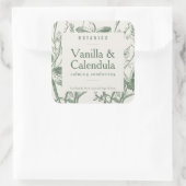 Moderne botanische slak, kalk, eenvoudig product vierkante sticker (Tas)