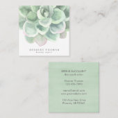 Moderne botanische sloep groene legant Succulent Vierkante Visitekaartje (Voorkant / Achterkant)