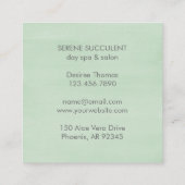 Moderne botanische sloep groene legant Succulent Vierkante Visitekaartje (Achterkant)