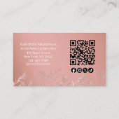 Moderne Botanische Stof Roos Boho Foto QR Code Visitekaartje (Achterkant)