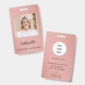 Moderne Botanische Stof Roze Boho Foto Badge (Voor- en achterkant)