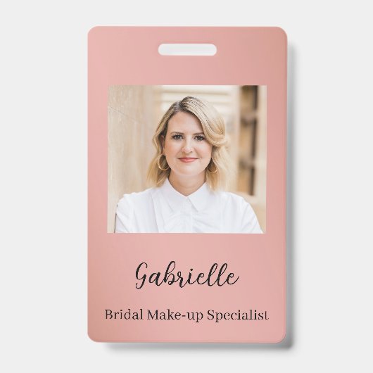 Moderne Botanische Stof Roze Boho Foto Badge (Voorzijde)