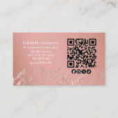 Moderne Botanische Stof Roze Boho Foto QR Code Visitekaartje (Achterkant)