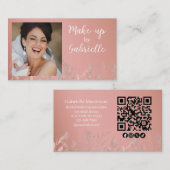 Moderne Botanische Stof Roze Boho Foto QR Code Visitekaartje (Voorkant / Achterkant)