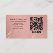 Moderne Botanische Stof Roze Boho Foto QR Code Visitekaartje (Achterkant)