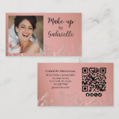 Moderne Botanische Stof Roze Boho Foto QR Code Visitekaartje (Voorkant / Achterkant)