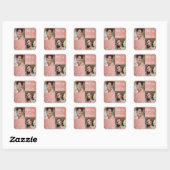 Moderne Botanische Stof Roze Boho Foto Script  Vierkante Sticker (Vel)