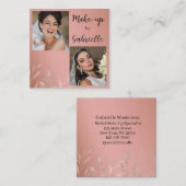 Moderne Botanische Stof Roze Boho Foto Script Vierkante Visitekaartje (Voorkant / Achterkant)
