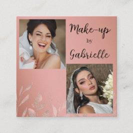 Moderne Botanische Stof Roze Boho Foto Script Vierkante Visitekaartje