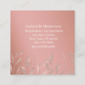 Moderne Botanische Stof Roze Boho Foto Script Vierkante Visitekaartje (Achterkant)