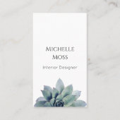 Moderne Botanische Succulent QR code Groen Visitekaartje (Voorkant)