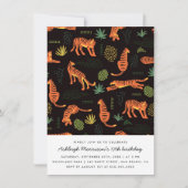 Moderne Botanische Tijger Birthday Party Kaart (Voorkant)