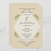 Moderne Botanische Traditionele Huwelijksuitnodigi Kaart (Voorkant / Achterkant)