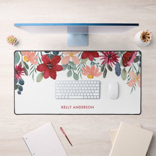 Moderne Botanische Trendy Monogram Bladerhoes Bureaumat (Kantoor 1)