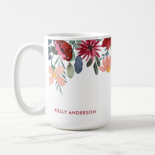 Moderne Botanische Trendy Monogram Bladhoes Koffiemok (Links)