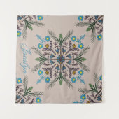 Moderne botanische tropische Boho Mandala naam Wandkleed (Voorkant (horizontaal))