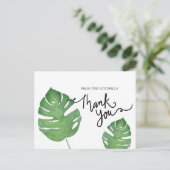 Moderne botanische tropische palm lef bedankt briefkaart (Staand voorkant)