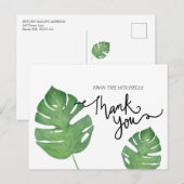 Moderne botanische tropische palm lef bedankt briefkaart (Voorkant / Achterkant)
