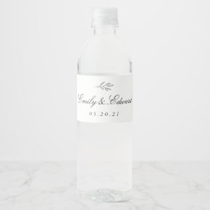 Moderne Botanische Trouwdag Waterfles Etiket