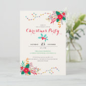 Moderne Botanische Twine Tinsel Lights Kerstmis Kaart (Staand voorkant)