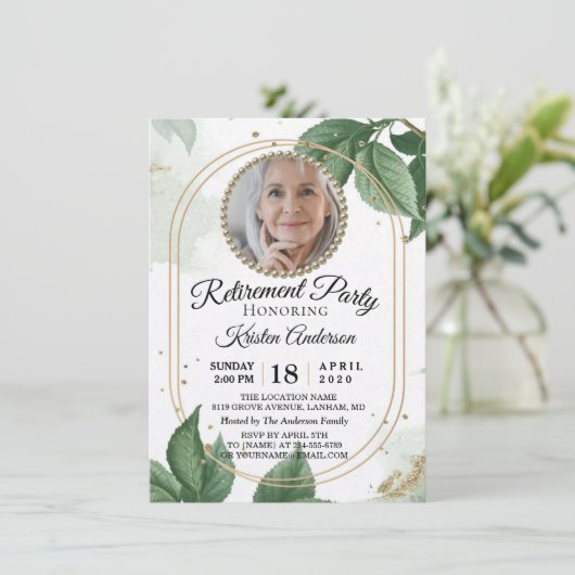 Moderne botanische uitnodiging voor foto-opvoeding (Staand voorkant)