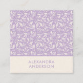 Moderne Botanische Violette Bladeren Patroon Laven Vierkante Visitekaartje (Voorkant)