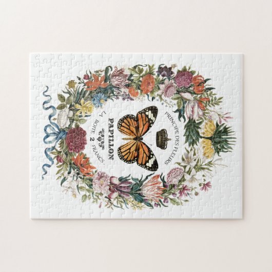 Moderne  botanische vlinderpuzzel legpuzzel (Horizontaal)