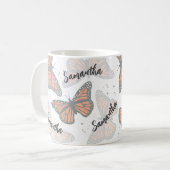 Moderne botanische vlinders gepersonaliseerd koffiemok (Voorkant links)